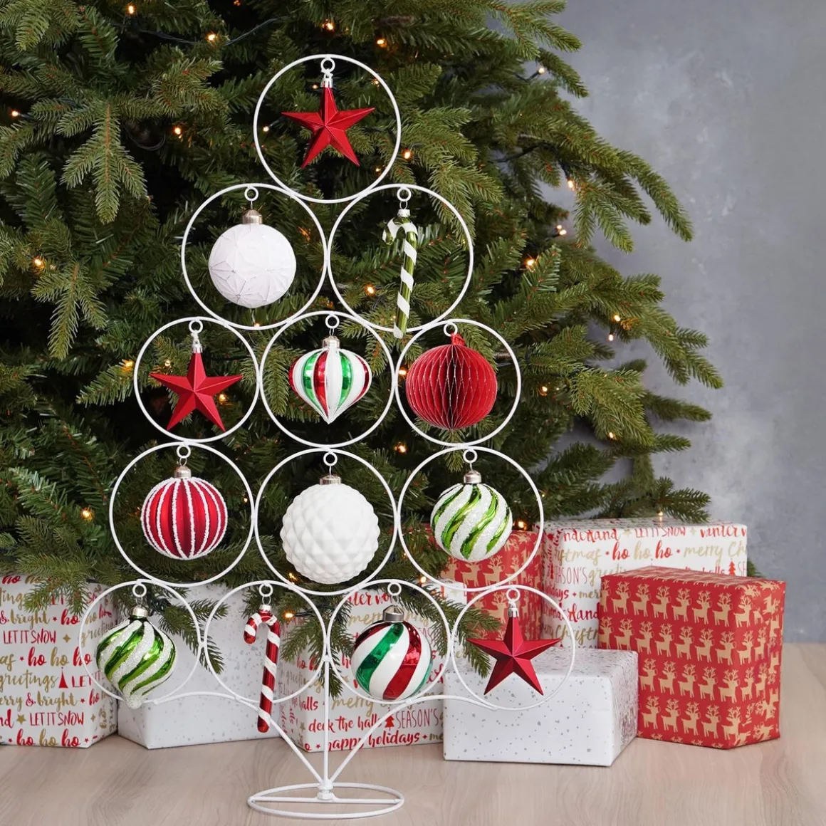 Metal Christmas Tree | White | Circles | 80cm