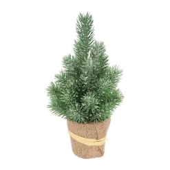 Mini Christmas Tree With Frost And Jute Base 24 Cm