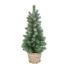Mini Christmas Tree With Frost And Grey Willow Basket 56 Cm