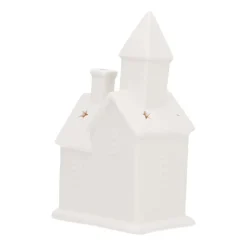 Miniature Church With LED | Porcelain | 21cm | White