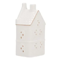 Miniature House With LED | Porcelain | 18cm | White