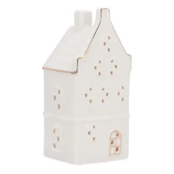 Miniature House With LED | Porcelain | 18cm | White