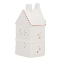 Miniature House With LED | Porcelain | 18cm | White