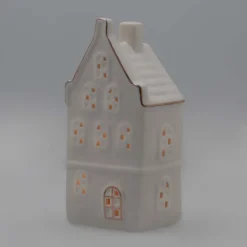Miniature House With LED | Porcelain | 18cm | White
