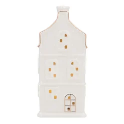 Miniature House With LED | Porcelain | 17cm | White