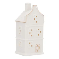 Miniature House With LED | Porcelain | 17cm | White