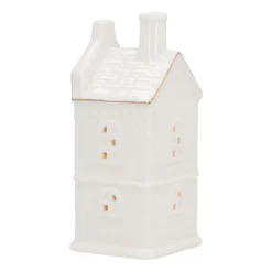 Miniature House With LED | Porcelain | 17cm | White