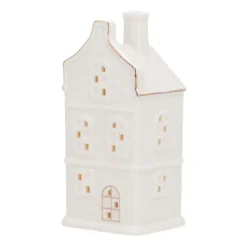 Miniature House With LED | Porcelain | 17cm | White