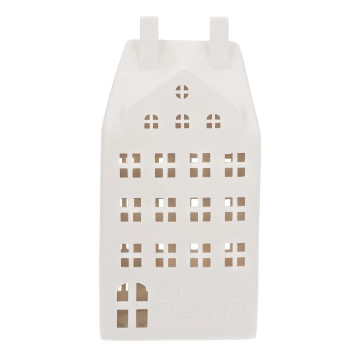 Miniature House With LED | Porcelain | 27cm | White