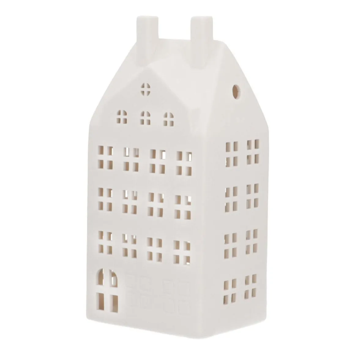 Miniature House With LED | Porcelain | 27cm | White