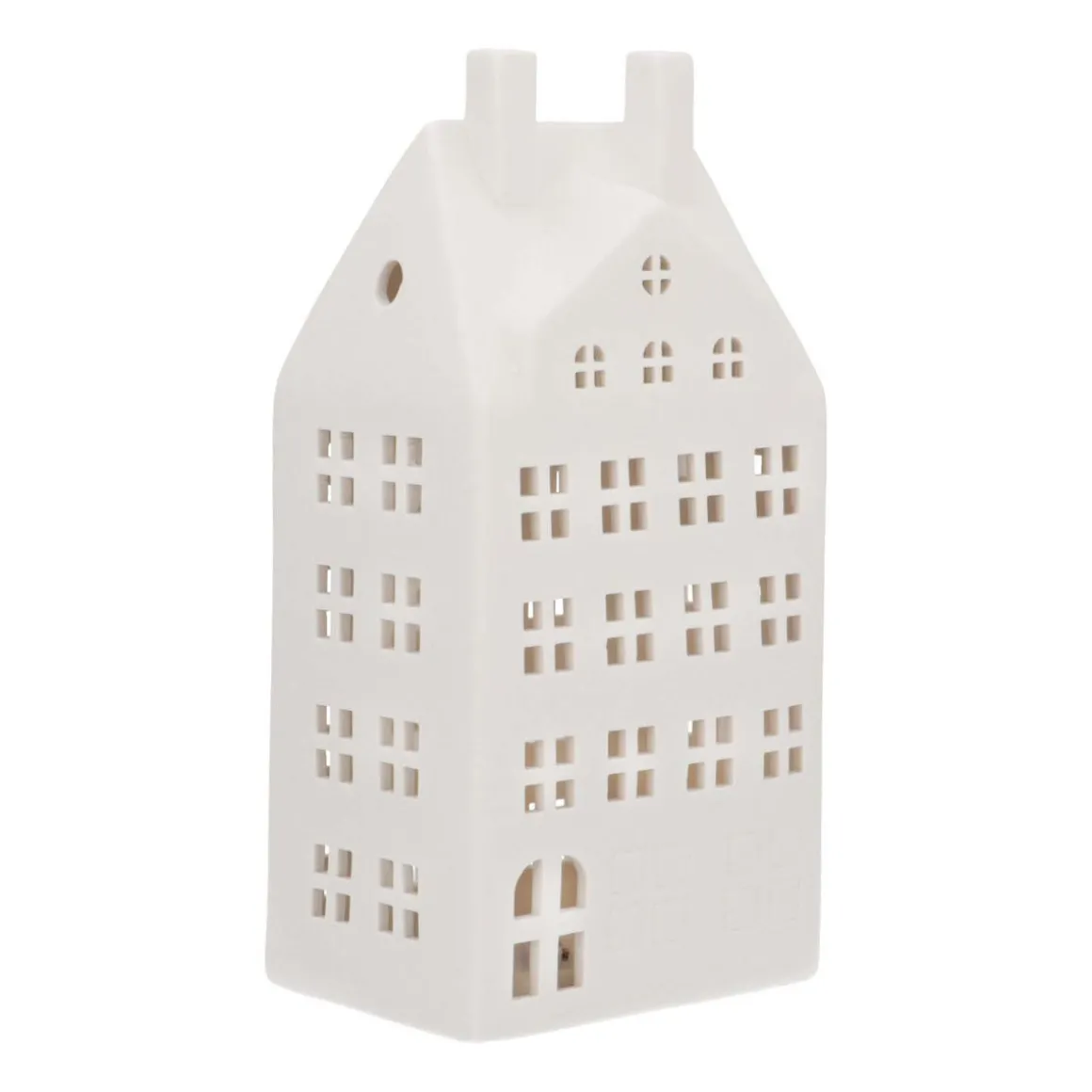 Miniature House With LED | Porcelain | 27cm | White