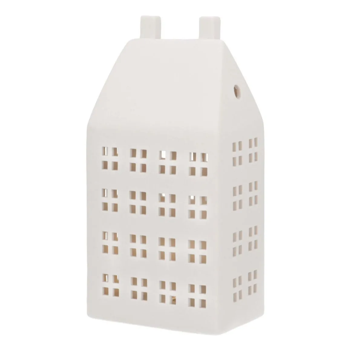 Miniature House With LED | Porcelain | 27cm | White