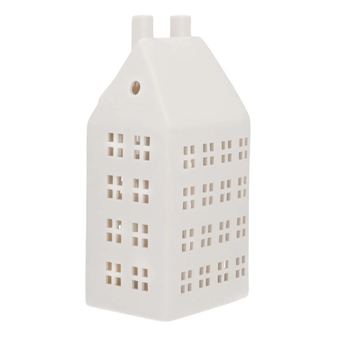 Miniature House With LED | Porcelain | 27cm | White