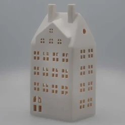 Miniature House With LED | Porcelain | 27cm | White