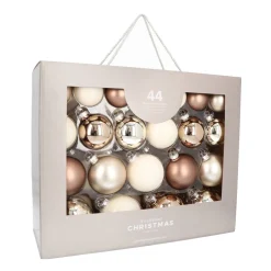 Modern Scandi Natural Bauble Set 44 Pieces In A Handy Box