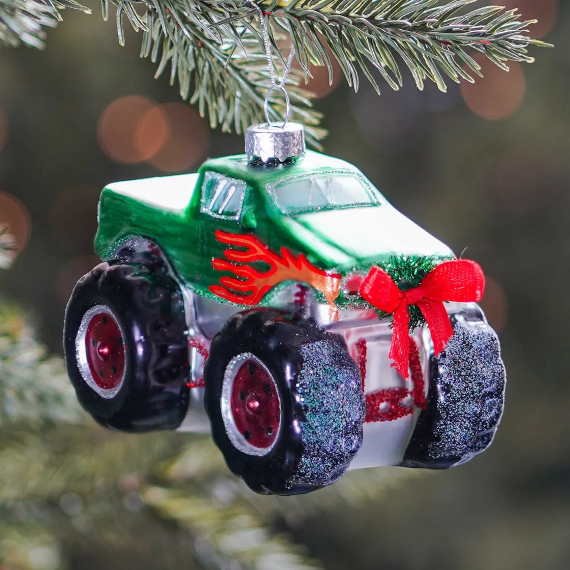 Monster Truck Ornament | Glass | Red | 11cm