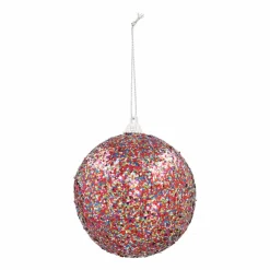Multicolour Glitter Christmas Bauble | Shatterproof 8 Cm