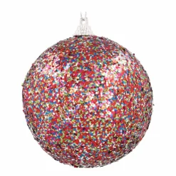 Multicolour Glitter Christmas Bauble | Shatterproof 8 Cm