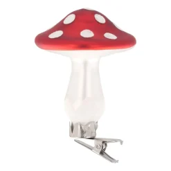 Mushroom On Clip Christmas Tree Decoration 8cm Red-White