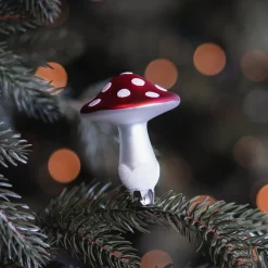 Mushroom On Clip Christmas Tree Decoration 8cm Red-White