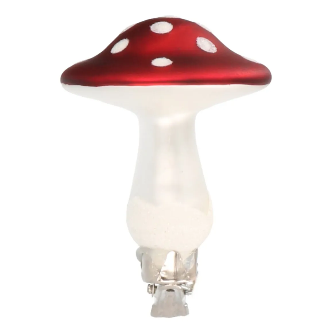 Mushroom On Clip Christmas Tree Decoration 8cm Red-White
