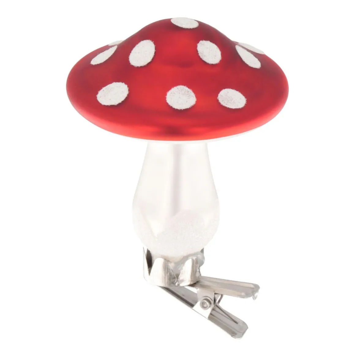Mushroom On Clip Christmas Tree Decoration 8cm Red-White