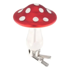 Mushroom On Clip Christmas Tree Decoration 8cm Red-White