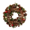 Natural Christmas Wreath With Red Baubles 34cm