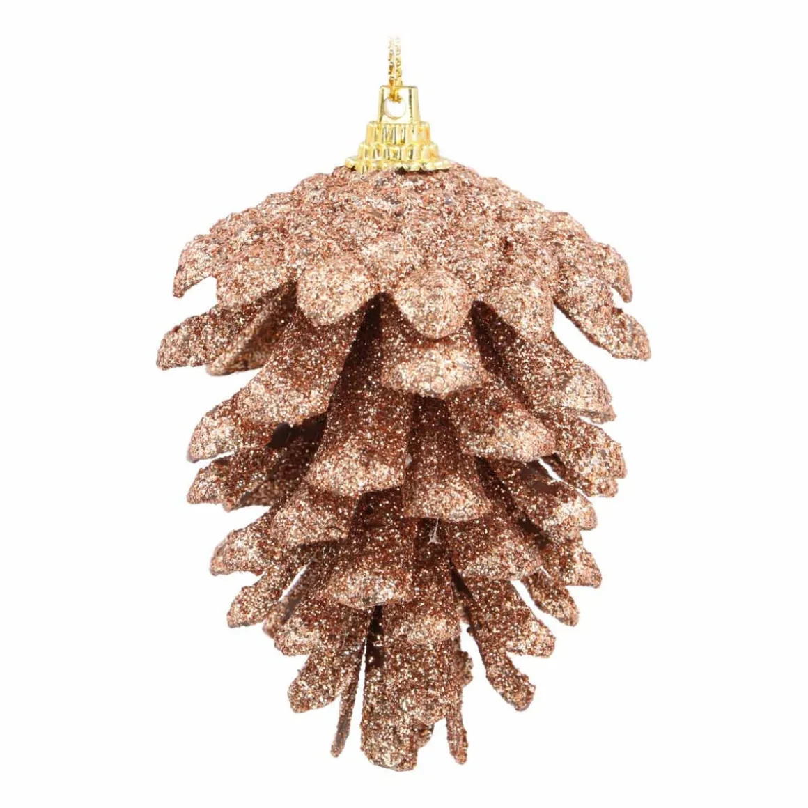 Natural Pine Cone Ornament | Bronze Glitter | 8 Cm