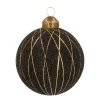 Noble Glass Christmas Bauble With Golden Stripes 8cm Black