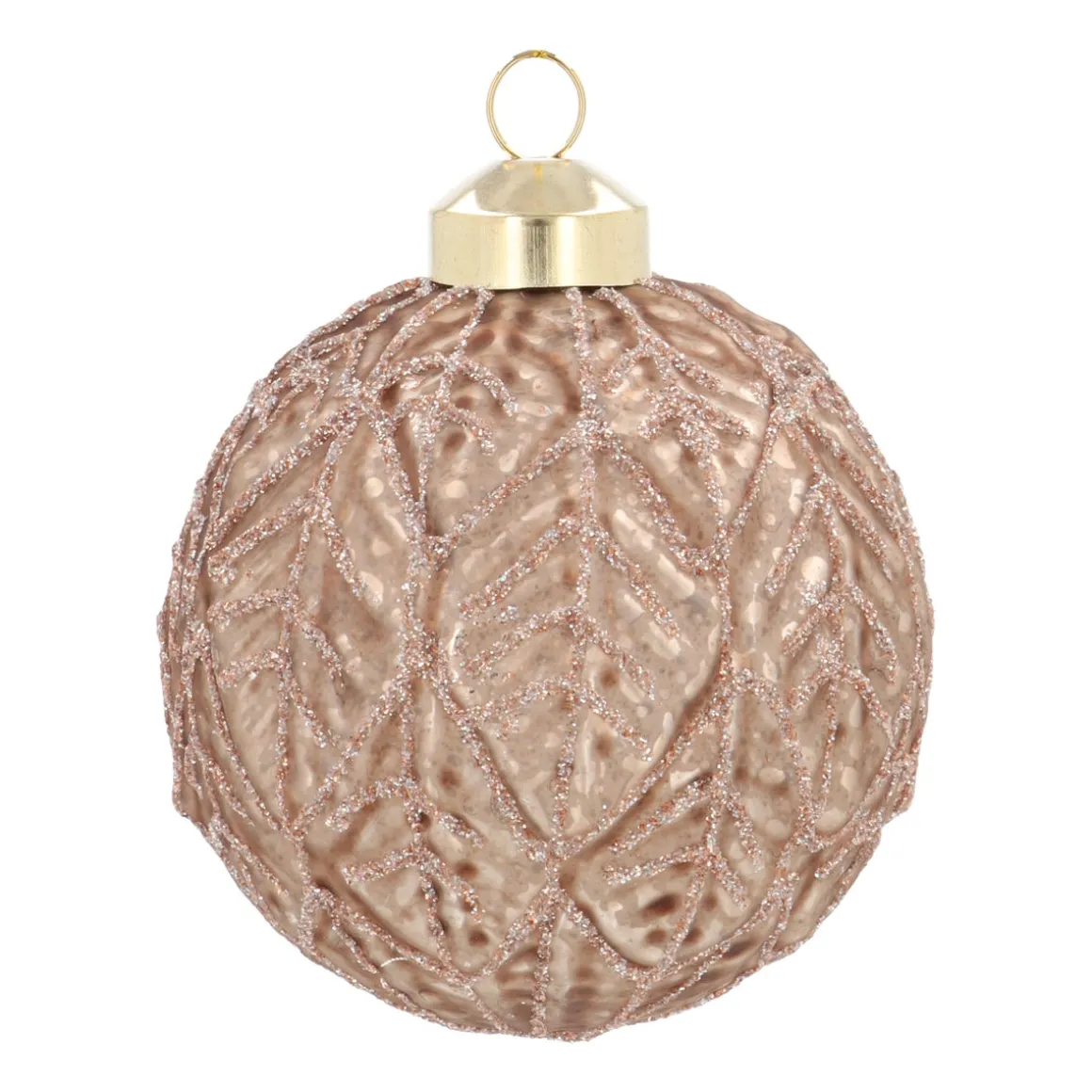 Nostalgic Brown Christmas Bauble With Leaf Motif