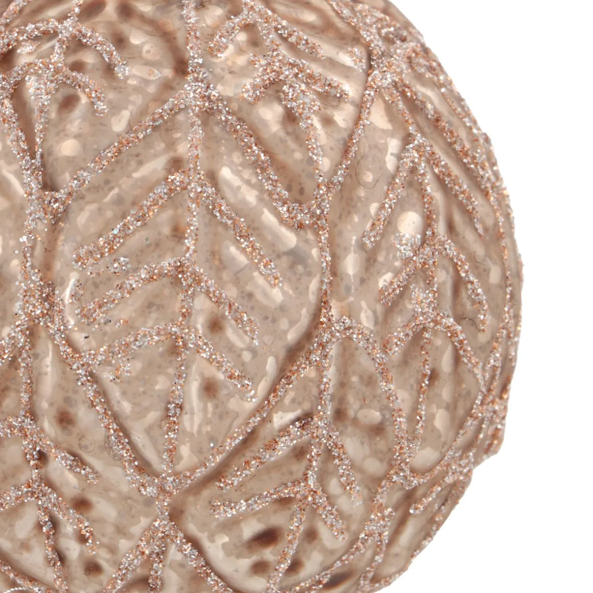 Nostalgic Brown Christmas Bauble With Leaf Motif