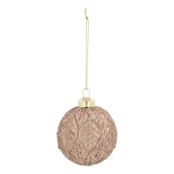 Nostalgic Brown Christmas Bauble With Leaf Motif