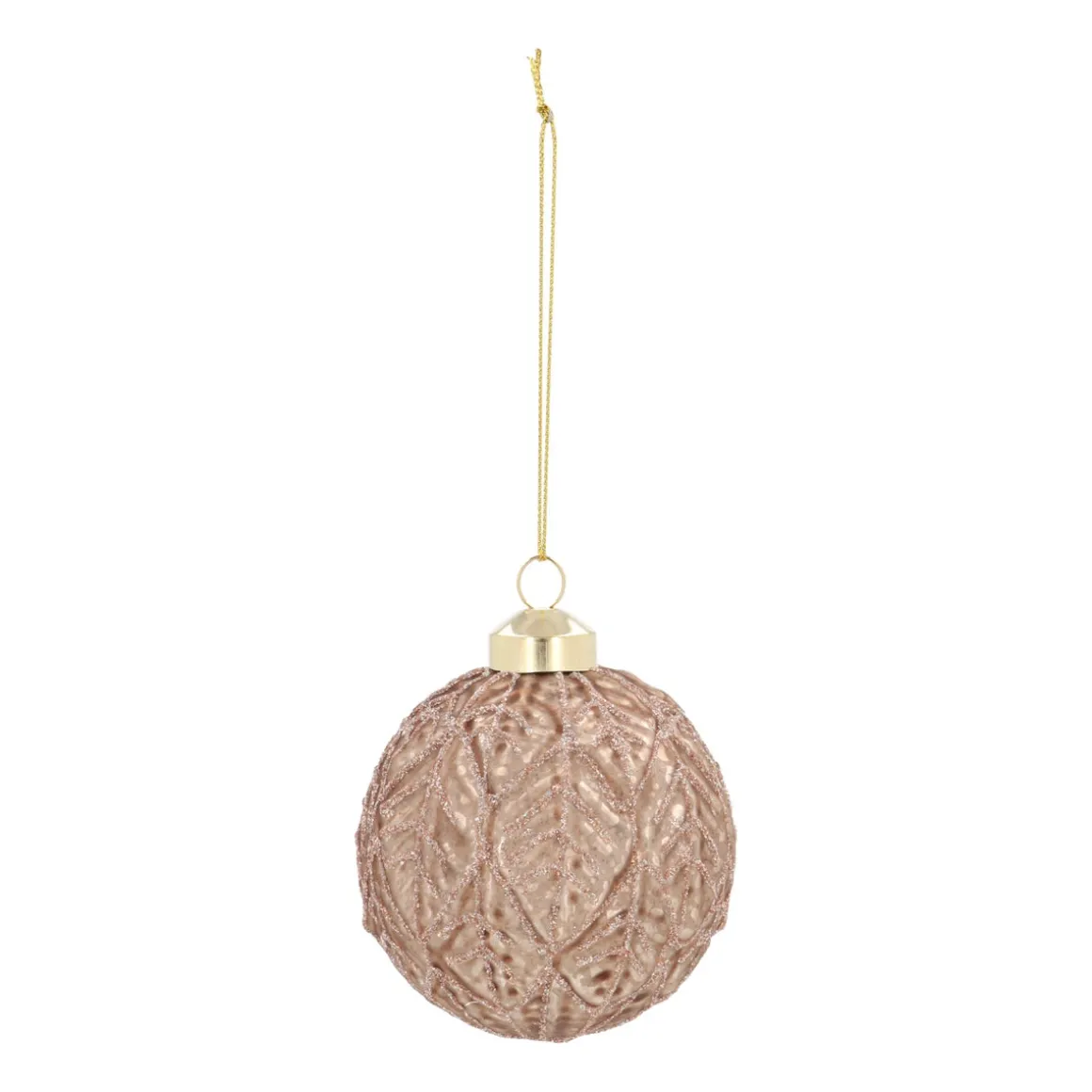 Nostalgic Brown Christmas Bauble With Leaf Motif