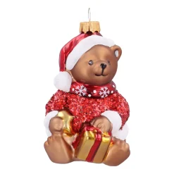 Nostalgic Teddy Bear Ornament With Santa Hat