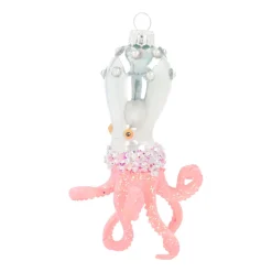 Octopus Glass Hanging Figurine 13.5cm Pink