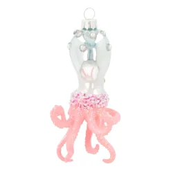 Octopus Glass Hanging Figurine 13.5cm Pink