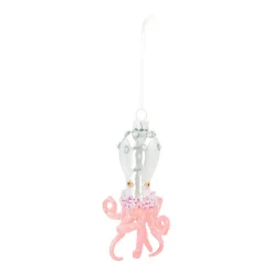 Octopus Glass Hanging Figurine 13.5cm Pink