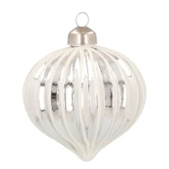 Onion Glass Bauble Lampion | Silver | 8 Cm