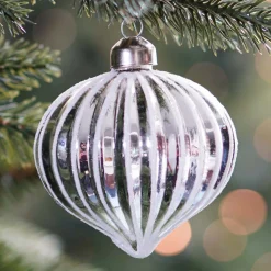 Onion Glass Bauble Lampion | Silver | 8 Cm
