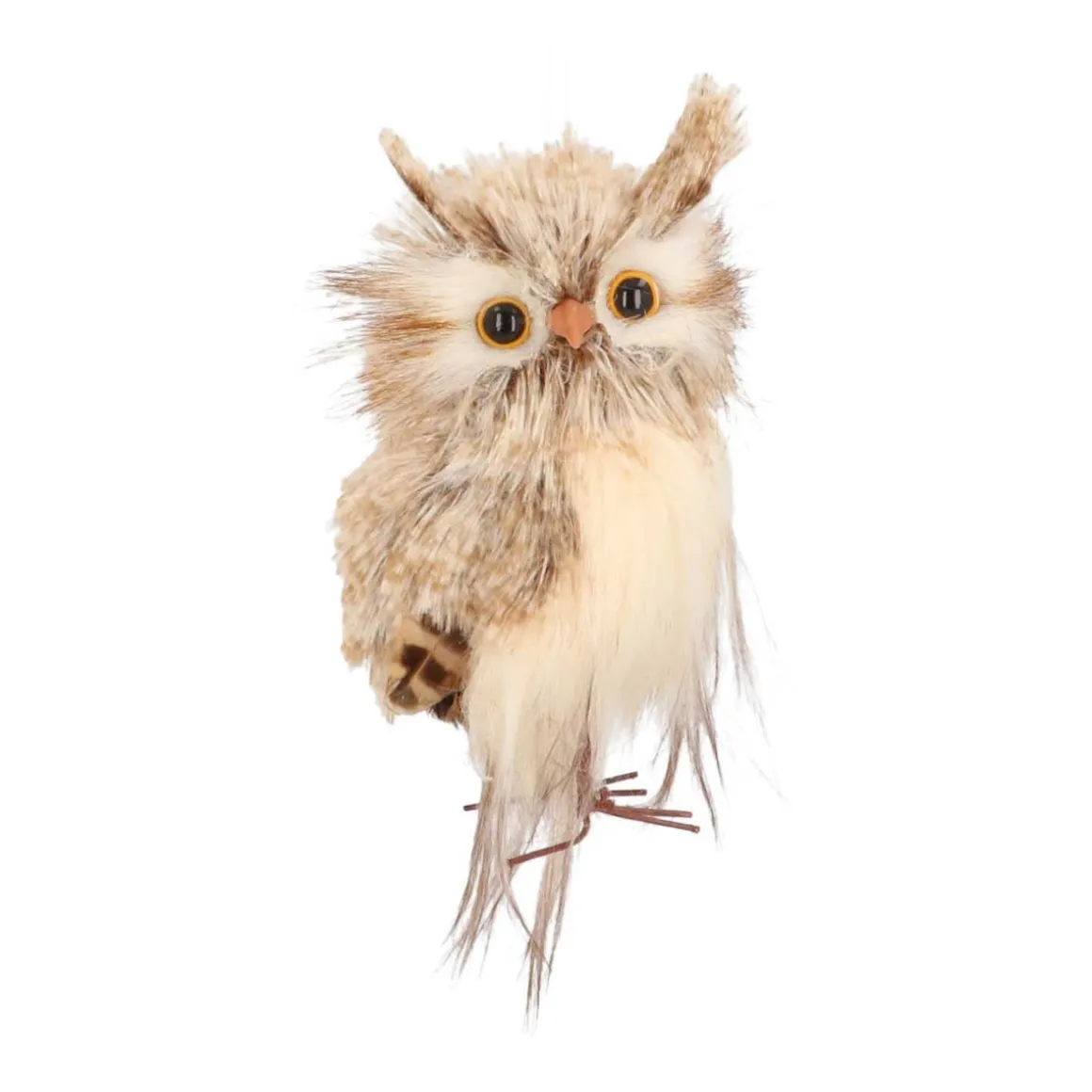 Owl Hanging Christmas Decoration 13cm Brown