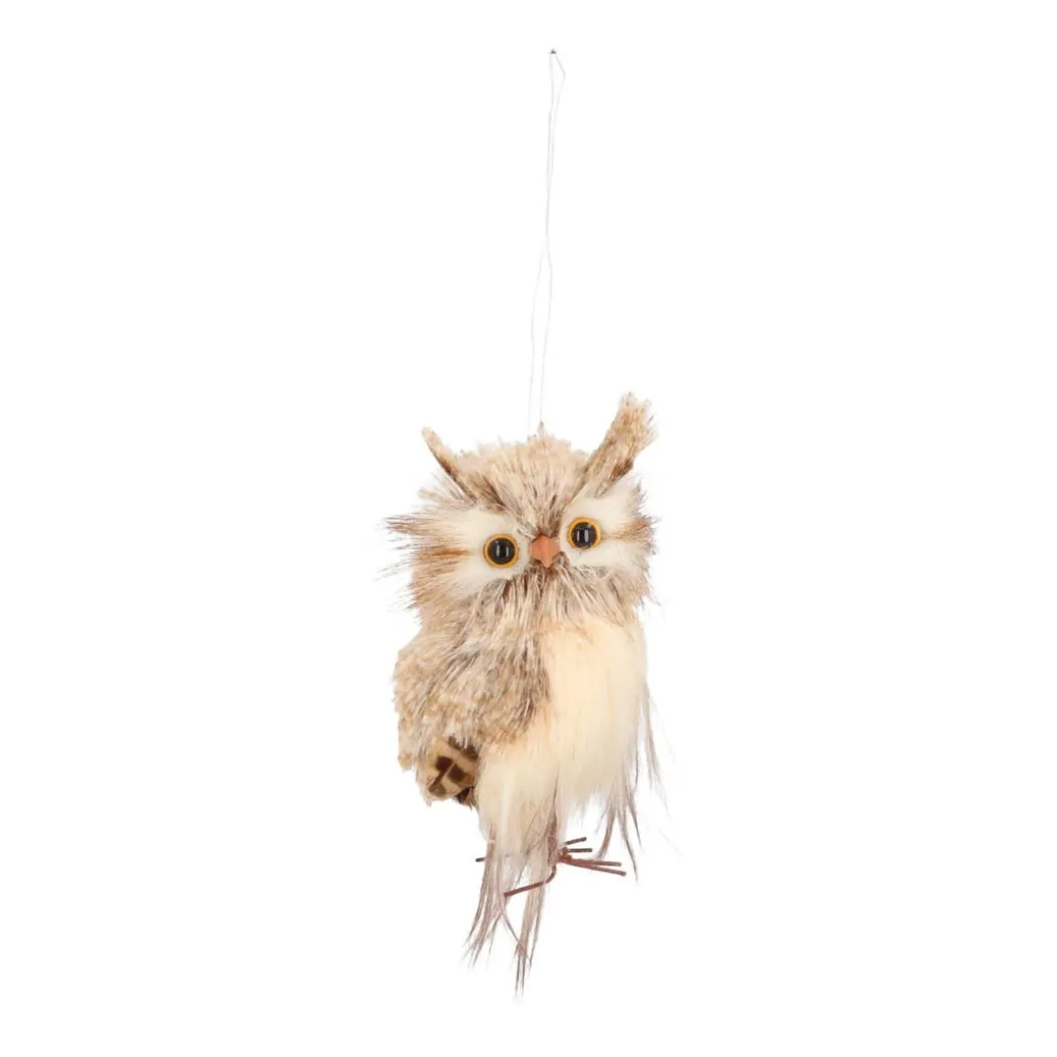 Owl Hanging Christmas Decoration 13cm Brown