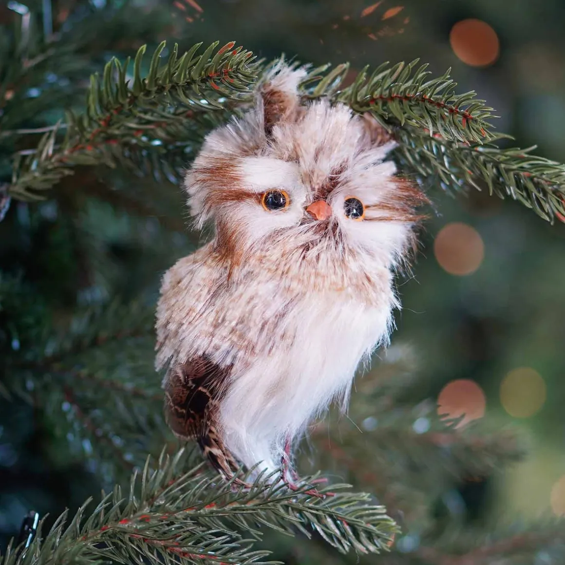 Owl Hanging Christmas Decoration 13cm Brown