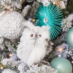 Owl With Feathers - Silver/White