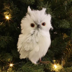 Owl With Feathers - Silver/White