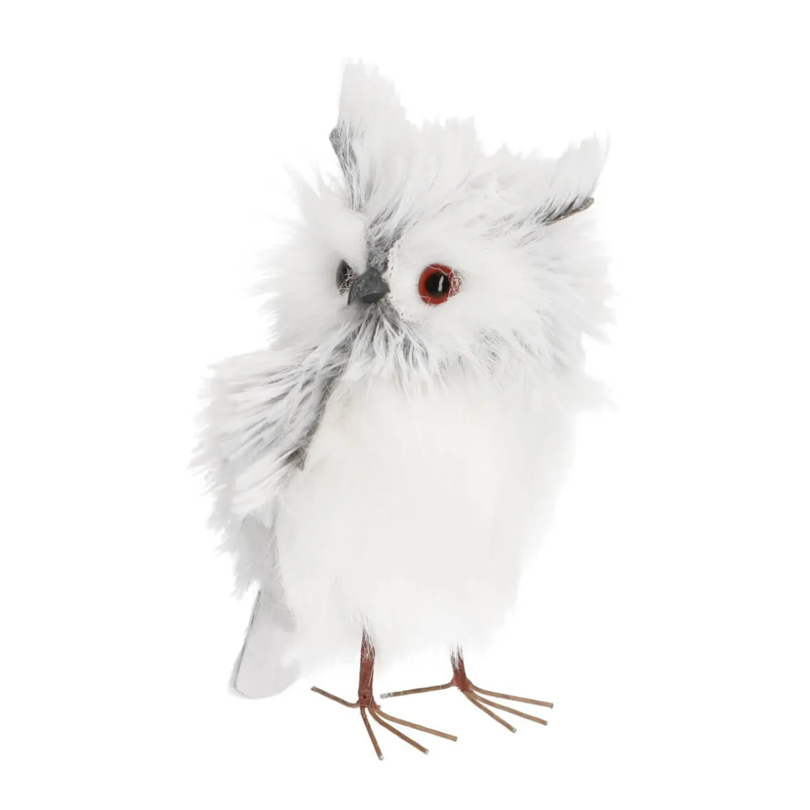 Owl With Feathers - Silver/White