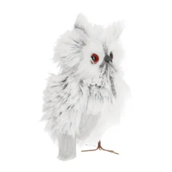 Owl With Feathers - Silver/White