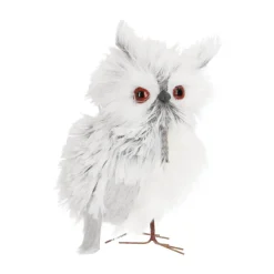 Owl With Feathers - Silver/White