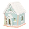 Pastel Blue Gingerbread Cottage Delight | LED | Clay | Handcrafted | 14cm High