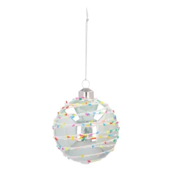 Pastel Green Christmas Bauble With Colorful Speckles